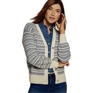 Talbots V-Neck Cardigan- Breezy Stripe